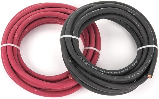 EWCS 1/0 Gauge Premium Extra Flexible Welding Cable 600 Volt Combo Pack - Black+Red 15 Feet of Each